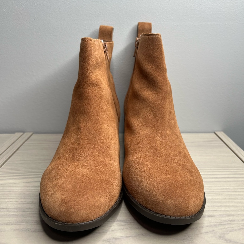 Vionic Water-Repellent Suede Ankle Boots-Roseland-12M-Brown